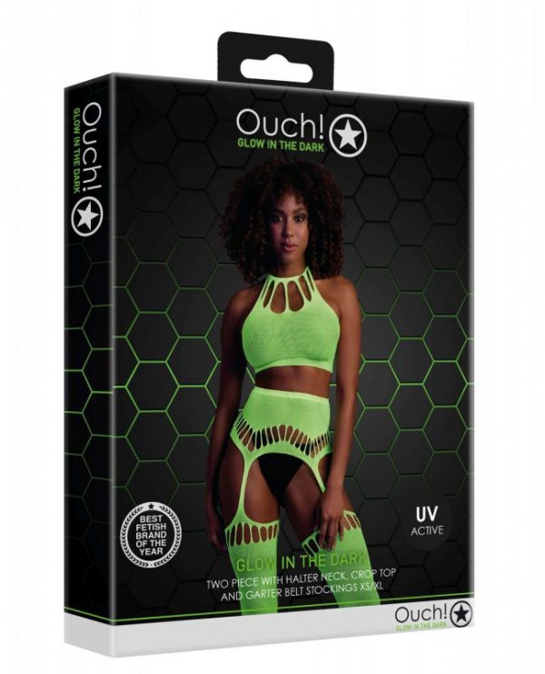 Two Piece with Crop Top and Stockings - Green - XS/XL