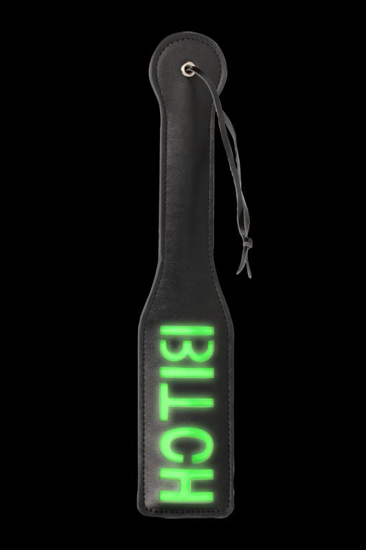 &#039;Bitch&#039;&#039; Paddle - Glow in the Dark - Black/Neon Green
