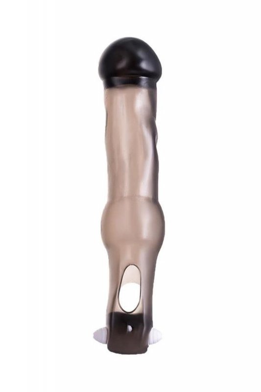 xToyFa XLover, Penis Sleeve, for increase in size with vibration, TPE, transparent black, 19.4 cm