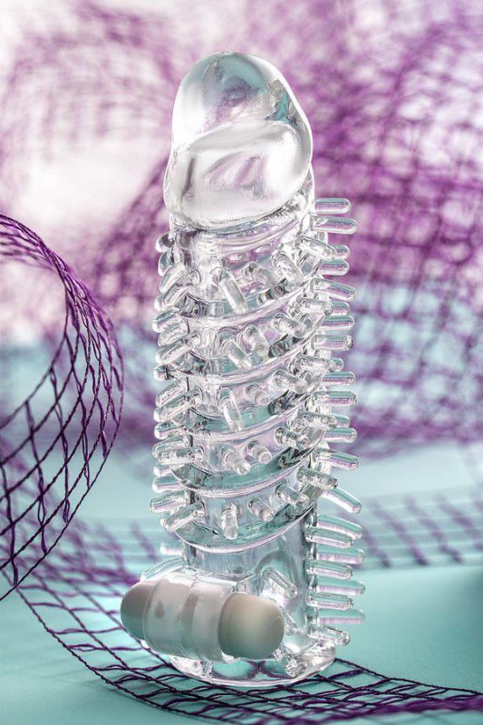 Sleeve TOYFA A-Toys Fril, with vibro bullet, TPR, transparent, 13,4 cm