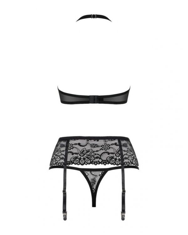 Bielizna-838-SEG-1 komplet 3-częściowy czarny  S/M