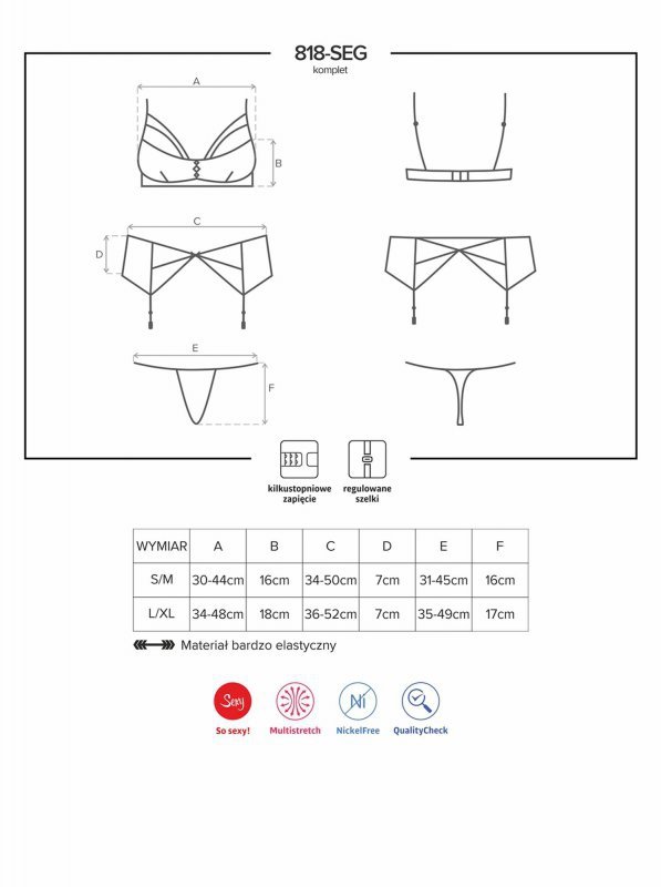 Bielizna-818-SEG-1 komplet 3-częściowy  S/M
