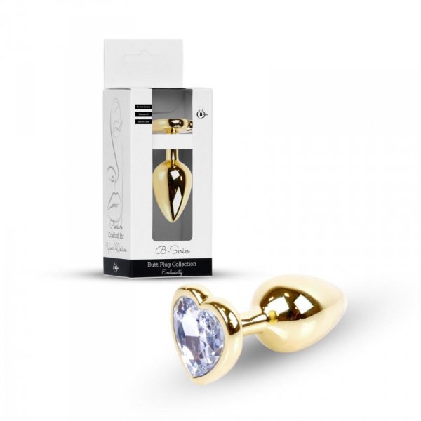 Plug-Jewellery Gold  Heart PLUG- Clear