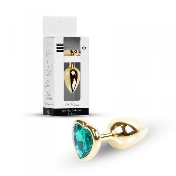 Plug-Jewellery Gold  Heart PLUG- Green