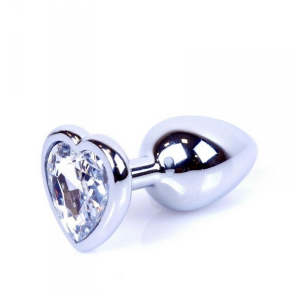 Plug-Jewellery Silver  Heart PLUG- Clear