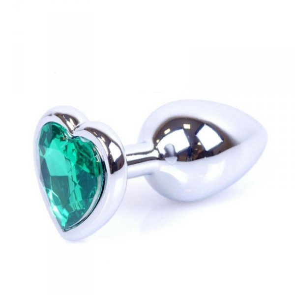 Plug-Jewellery Silver  Heart PLUG- Green