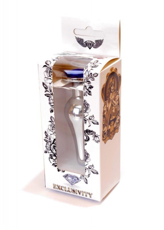 Plug-Jewellery Silver BUTT PLUG- Dark Blue