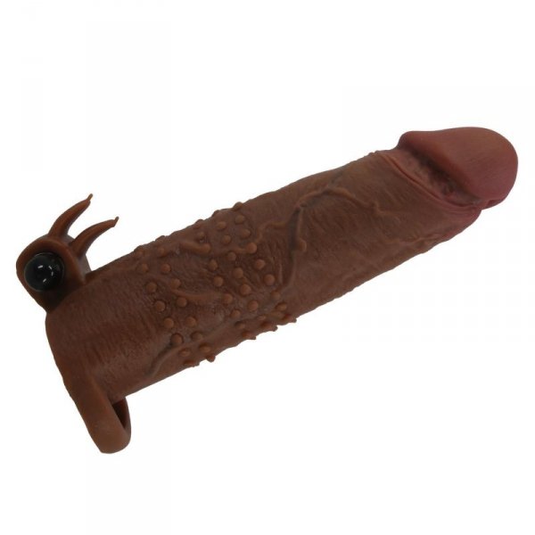 Pretty Love Quillon – 20 cm Vibrating Penis Sleeve Brown