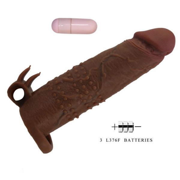 Pretty Love Quillon – 20 cm Vibrating Penis Sleeve Brown