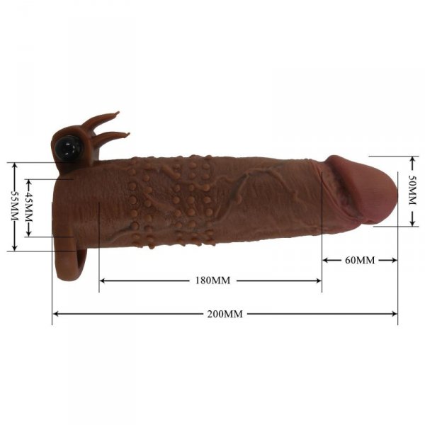 Pretty Love Quillon – 20 cm Vibrating Penis Sleeve Brown