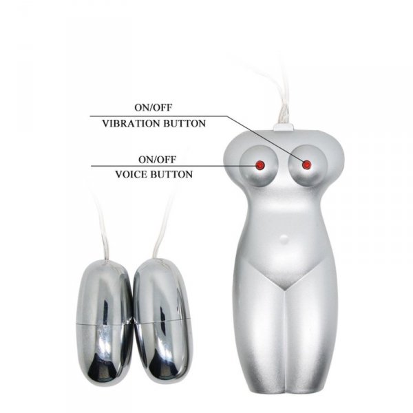 BAILE - Masturbator toy, TPR, double vibrating egg with voice, tighten,shrink 3AAA batteries