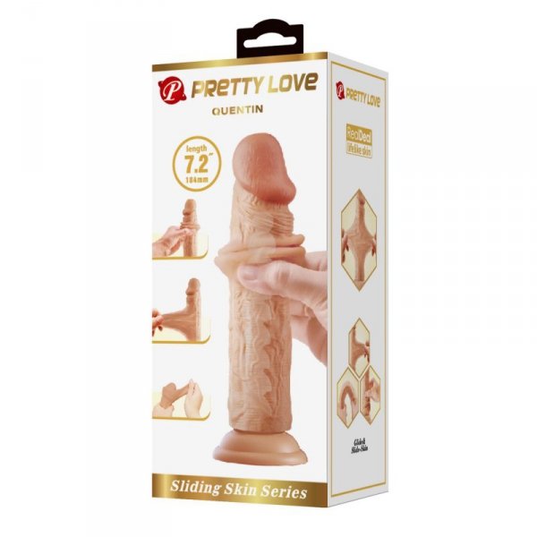 PRETTY LOVE - QUENTIN 7.2&quot;(184mm)  Sliding Skin Series TPR, Suction base Bendable