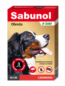 SABUNOL GPI obroża czerwona przeciw pchłom i kleszczom dla psów 50 cm