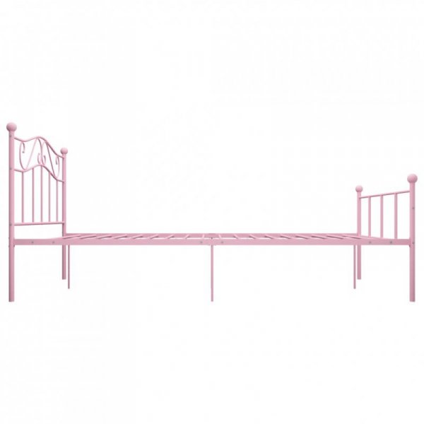 Rama łóżka, różowa, metalowa, 160 x 200 cm