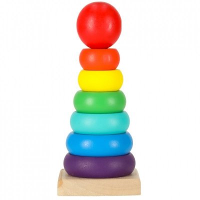Wieża piramida piramidka drewniana do układania sorter kolorowy tęczowy 13cm