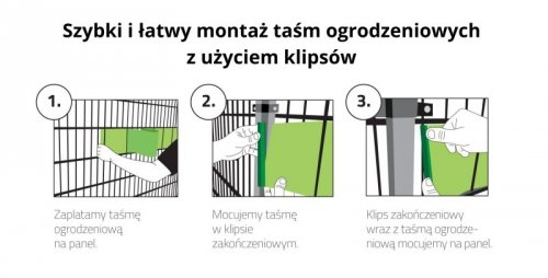 Klipsy do taśm ogrodzeniowych 10 szt. STANDARD BIAŁE
