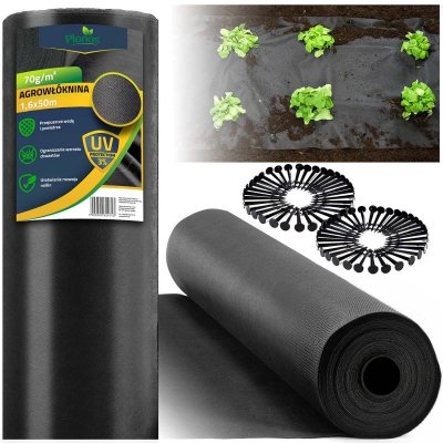Agrowłóknina ogrodowa 1,6 m x 100 m 90 g/m2 + 100 szpilek Plonos - czarna