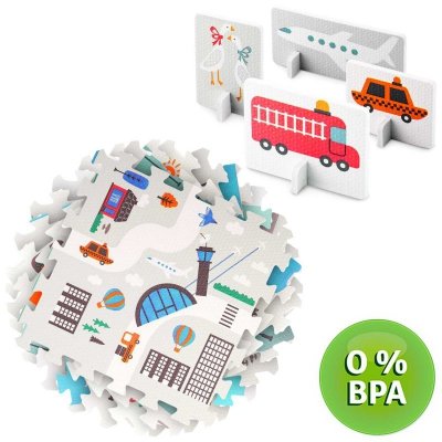 Mata piankowa puzzle 120x120cm + piankowe figurki Nukido Town