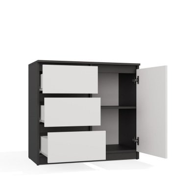 Komoda Malwa 1D3S ANTRACYT / BIAŁY