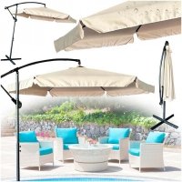 Parasol ogrodowy duży składany z wysięgnikiem 290cm beżowy 