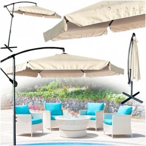 Parasol ogrodowy duży składany z wysięgnikiem 290cm beżowy