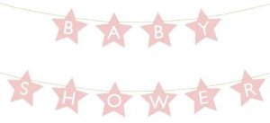 Baner napis na baby shower gwiazdki jasnoróżowe 290cm x 16,5cm
