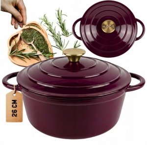 EMALIOWANY GARNEK ŻELIWNY 26cm 5L HAGE EGGPLANT