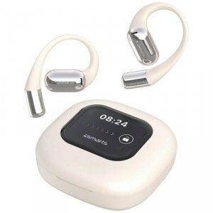 Słuchawki Bluetooth OWS tłumacz AI SkyBuds z ekranem Beżowe