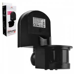Czujnik ruchu i zmierzchu MCE25 B/B 180 stopni, max 1200W, z czarną przesłona, 5-12m