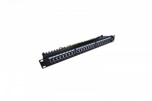 Digitus Panel krosowy (patch panel) 19'' 24x RJ45, kat.6, ekranowany, LSA poziom, prowadnica kabli, pola opisowe, 1U, 