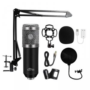 Media-Tech Mikrofon pojemnościowy, studyjny z zestawem akcesoriów STUDIO AND STREAMING MICROPHONE MT397S (Srebrny)