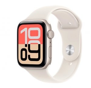 Apple Watch SE 3 GPS koperta 44 mm z aluminium w kolorze księżycowej poświaty, pasek sportowy w kolorze księżycowej poświaty - r