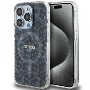 GUESS futerał do IPHONE 15 Pro Max kompatybilny z MagSafe GUHMP15XHGCUSTGK (IML GCUBE) czarny
