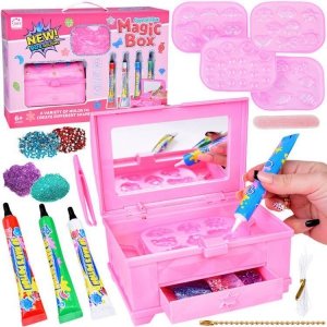 Zestaw do robienia biżuterii + podświetlana szkatułka na biżuterię ZA5465