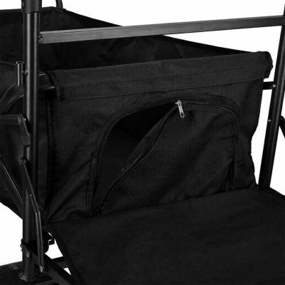 Wózek transportowy LUARO plażowy składany z daszkiem i siatką czarny