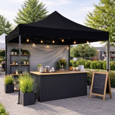 Pawilon ogrodowy LUARO namiot imprezowy handlowy altana 3x3m czarny