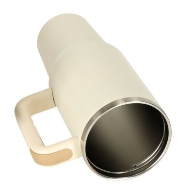 Kubek termiczny ze słomką i uchwytem termos 1200ml kremowy