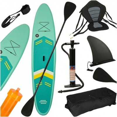 Deska SUP pompowana do pływania z siedzeniem akcesoriami wiosło zestaw turkusowa 350 cm