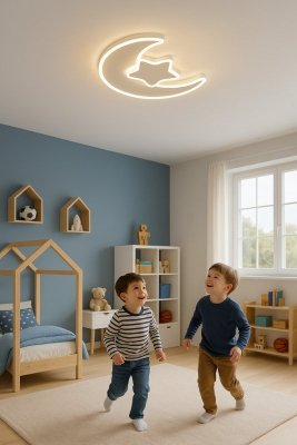 Lampa LED sufitowa plafon do pokoju dziecięcego ściemniana LUMELA + pilot księżyc biała