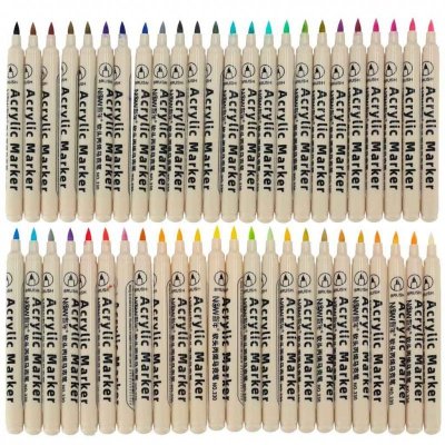 Markery akrylowe do tkanin kamieni pisaki flamastry mazaki wodoodporne DIY 48 szt.