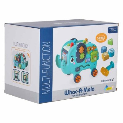 Słonik tablica manipulacyjna montessori wbijak sorter klocki młotek 26cm