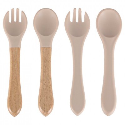 Naczynia silikonowe dla dzieci niemowląt krab zestaw 9 elementów beżowe