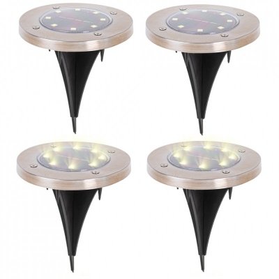 Lampy solarne gruntowe najazdowe ogrodowe  8LED 4szt. ciepły biały