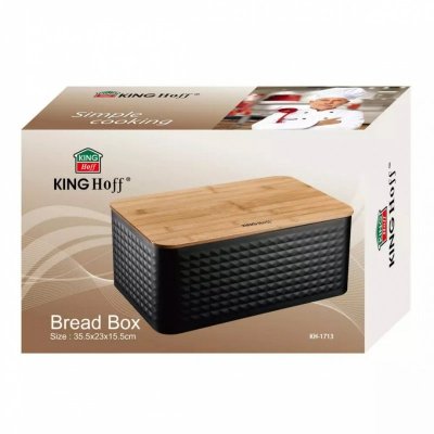 CHLEBAK STALOWY Z DESKĄ BAMBUSOWĄ KINGHOFF KH-1713