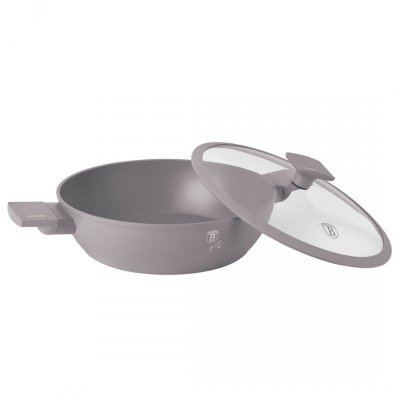 PŁASKI GARNEK TYTANOWY Z POKRYWĄ 28cm BERLINGER HAUS BH-8098 TAUPE