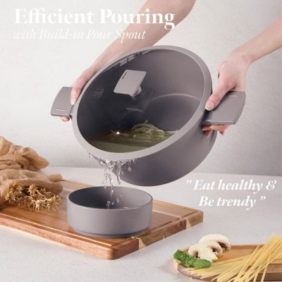 GARNEK TYTANOWY Z POKRYWĄ 28cm BERLINGER HAUS BH-8102 TAUPE