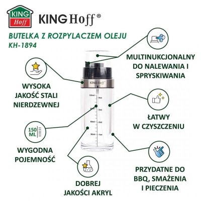 BUTELKA SPRYSKIWACZ DO OCTU I OLIWY KINGHOFF KH-1894