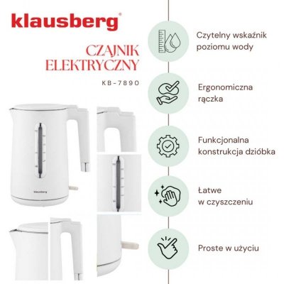 CZAJNIK ELEKTRYCZNY 1,7L KLAUSBERG KB-7890 BIAŁY