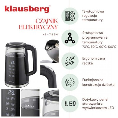 CZAJNIK ELEKTRYCZNY 1,7L KLAUSBERG KB-7894 LED REGULACJA TEMPERATURY