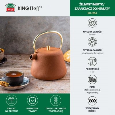 ZAPARZACZ ŻELIWNY IMBRYK 1L Z FILTREM KINGHOFF KH-1934